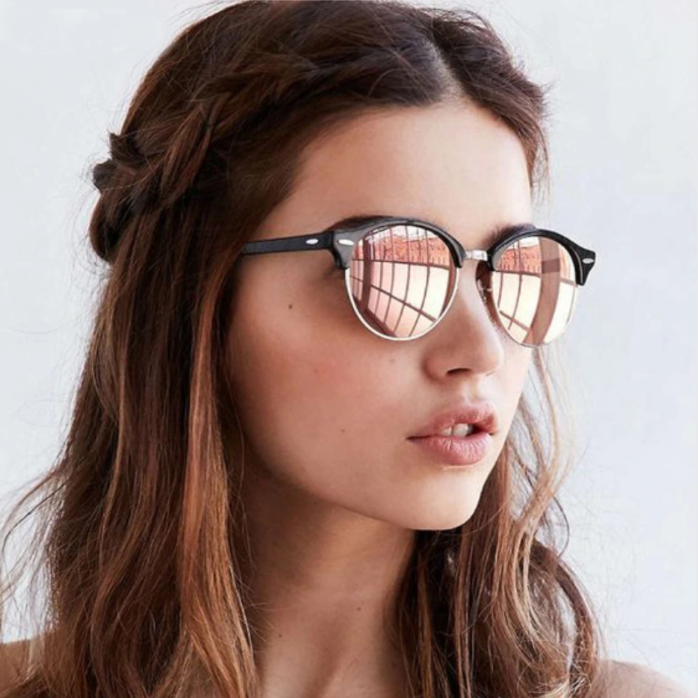 Half Rim Pink Lense Sunnies Cat Eye Sunglasses